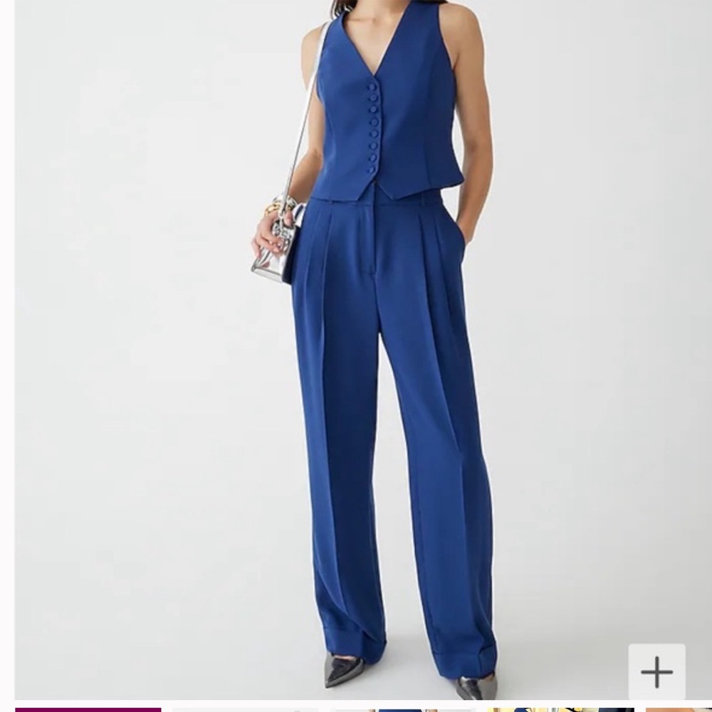 J. Crew Wide Leg City Pant in Mediterranean Navy